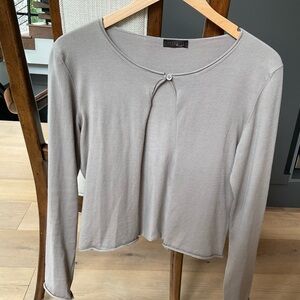 Peserico Beige Long Sleeve Top with Front Keyhole